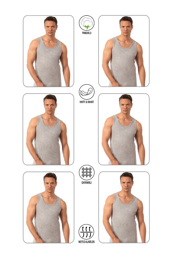 ÖZKAN underwear-Ανδρικό εσώρουχο - Πακέτο 6 100% βαμβακερό μονό ζέρσεϊ Χτενισμένο βαμβακερό χοντρό λουράκι 1