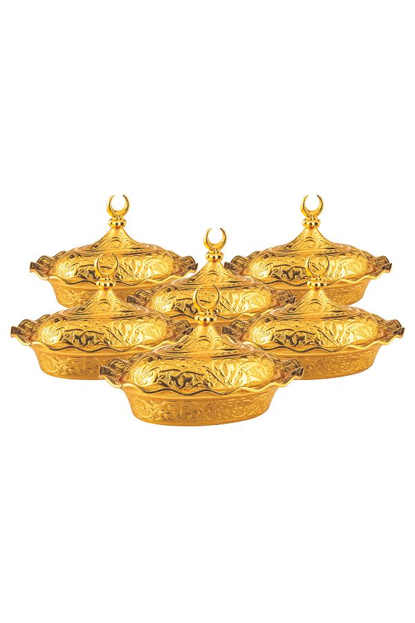Sena-6 Oval Metal Turkish Delight Bowls (042-6) 1