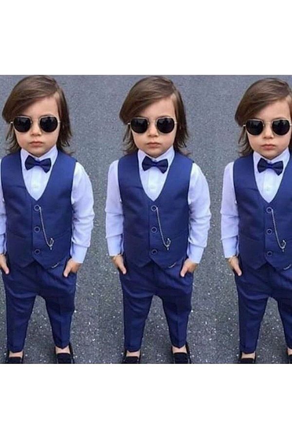 By Terry-Indigo Vest Boy's Suit 1