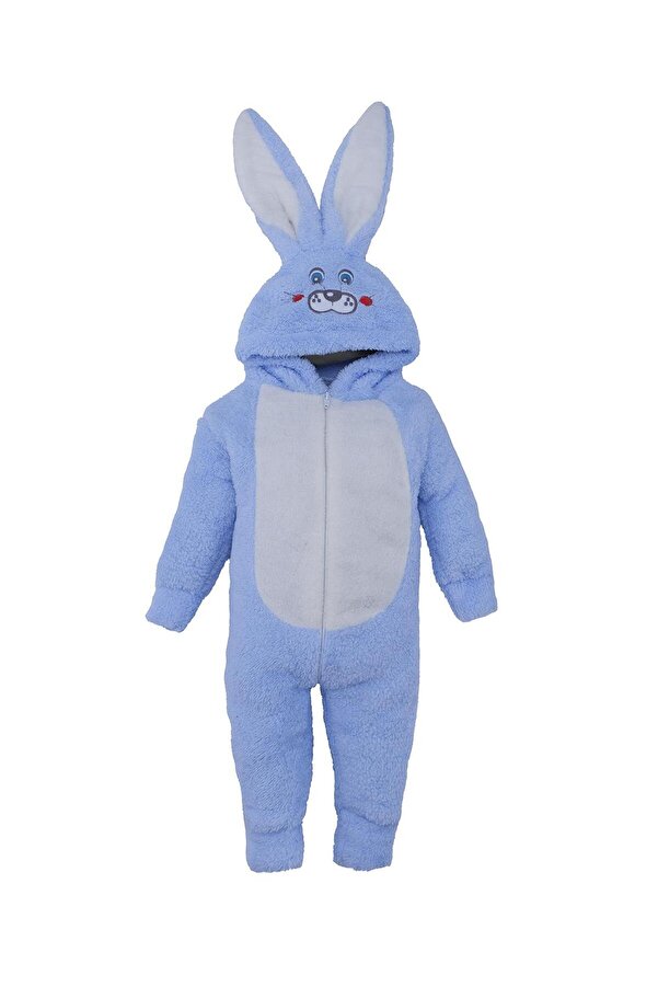 Genel Markalar Unisex Çocuk Kız Erkek Tavşan Kulaklı Uyku Tulum Fermuarlı Peluş