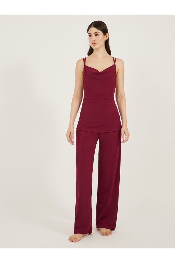 Styli Butterfly Back Detail Cowl Neck Cami and Pyjama Set