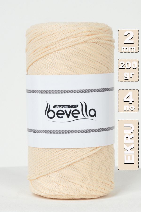 Bevella Macrame Cord-2 مم - 200 جرام خيط حقيبة مع Estrik Macrame IP Macro وChalsa IP 1