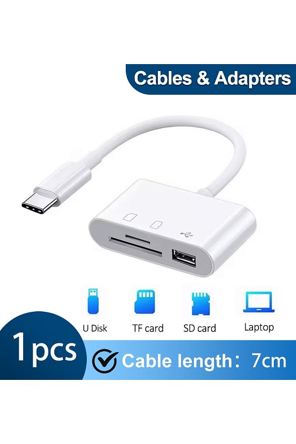 Choice-White 3 In 1 Adapter Type-c, Tf, Cf, Sd, Memory Card Reader, Recorder, Compact Flash Usb-c, Pro, Hua 1