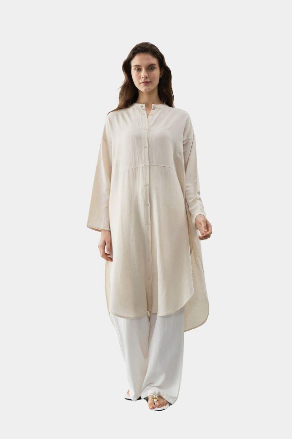Esswaap-Beige Midi Length Savior Tunic 1