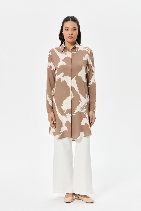 Esswaap-Abstract Patterned Tunic Mink 1