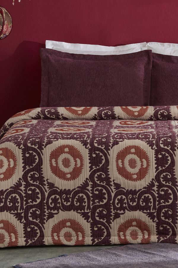 Karaca Home-Ruan Plum Double Bedspread Set 1