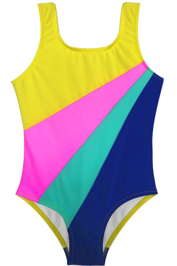 DEEP BEACH-Costum de baie galben blocat pentru fete Db20030m 1