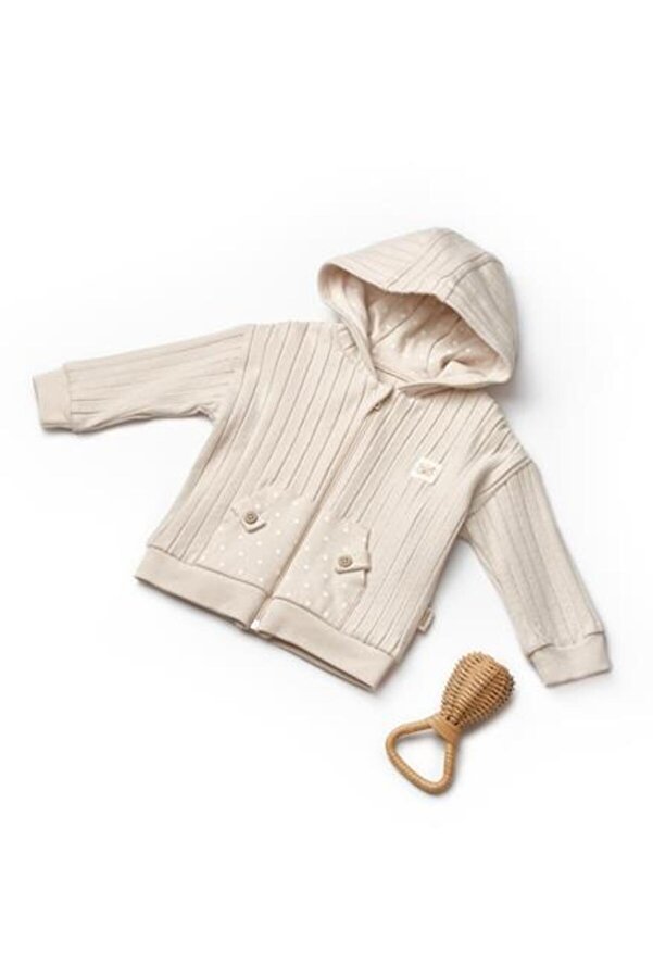 BabyCosy Organic Wear Bebek Kapüşonlu Ceket %100 Organic Pamuk Yenidoğan Serisi - CSY8118