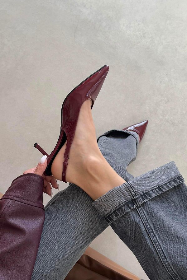 STRASWANS-Pantofi cu toc Raye pentru damă, burgundy 1
