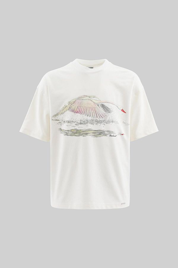 Machinist-Ανδρικό μπλουζάκι Swan Printed Oversize Ecru 1