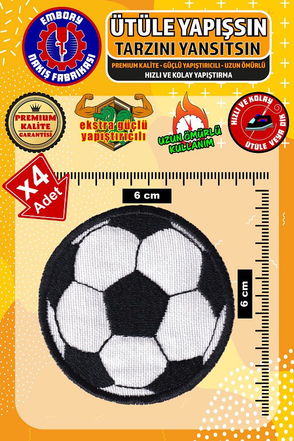Embory-Patch de armă adeziv și minge de fotbal (4 bucăți) aplicate într-o singură tijă Patch de broderie 1