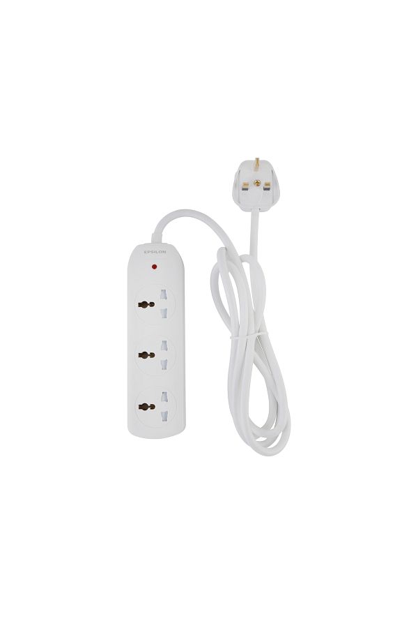 KRYPTON-Epsilon 3 Way Extension Socket- ES1109/ 2 m Cord,| White, Two-Year Warranty 1