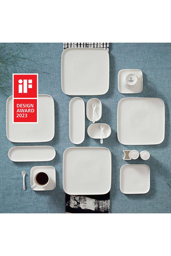 Karaca-Set de veselă Stream Pure Stream Bone China Cubique, 35 de piese, pentru 6 persoane, alb 1