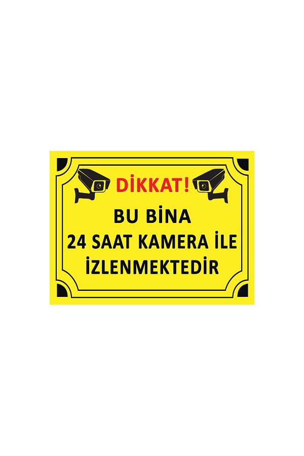 Lucena-Metal Attention This Building Is Monitored 24 Hours by Camera 15 cm X 20 cm Warning Sign Diversion 1