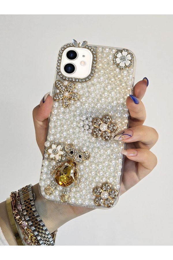 OSG-iPhone 12 and 12 Pro Compatible Premium Protective Phone Case with Pearls and 3D Characters 1