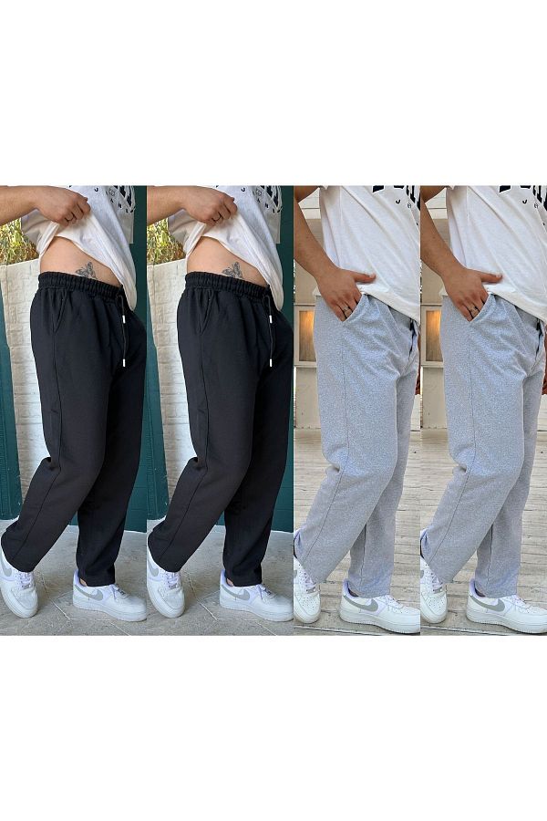 OXVİN-Walker Baggy 4-Piece Oversize Sweatpants Wide Leg 2 Thread Medium Thickness Long (Original Mold) 1