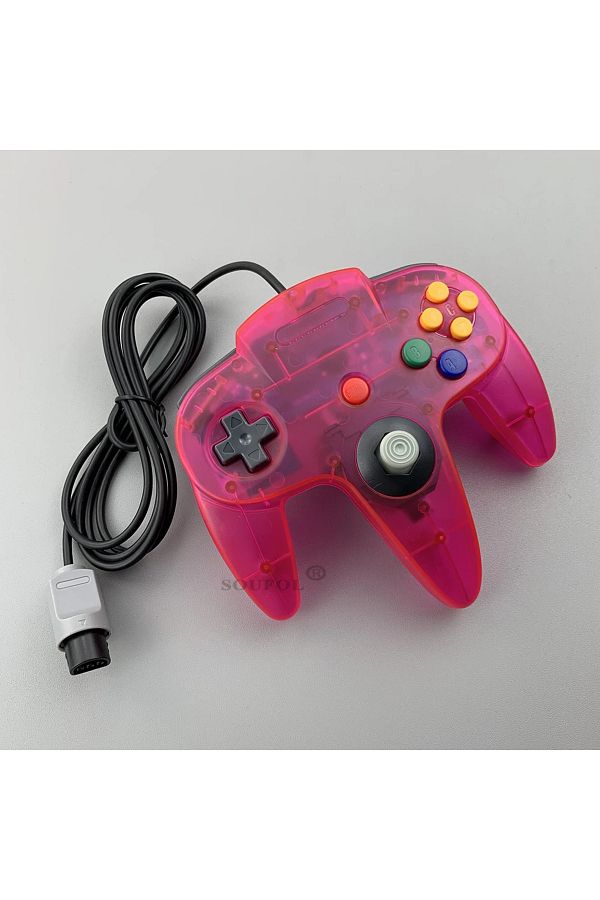 Choice-Transparent Pink Wired Gamepad For NS 64 Host N64 Controller Gamepad Joystick For Classic Nintend 64 1