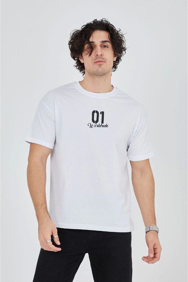 JANES-Men's Crew Neck Printed T-Shirt - White 1