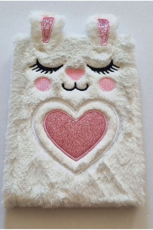 Modellino-3D Sleeping Rabbits Plush Souvenir Notebook Line Notepad for Daily Memories 80 Sheets- Optional 1