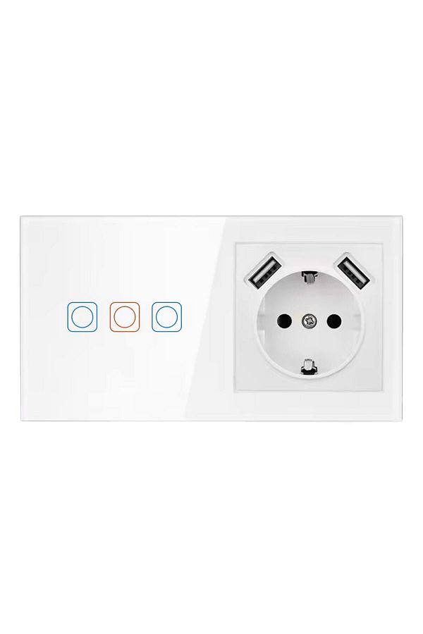NPO-Lc05 Touch Wifi 3Gang Smart Electrical Switch with Dual USB Output 1