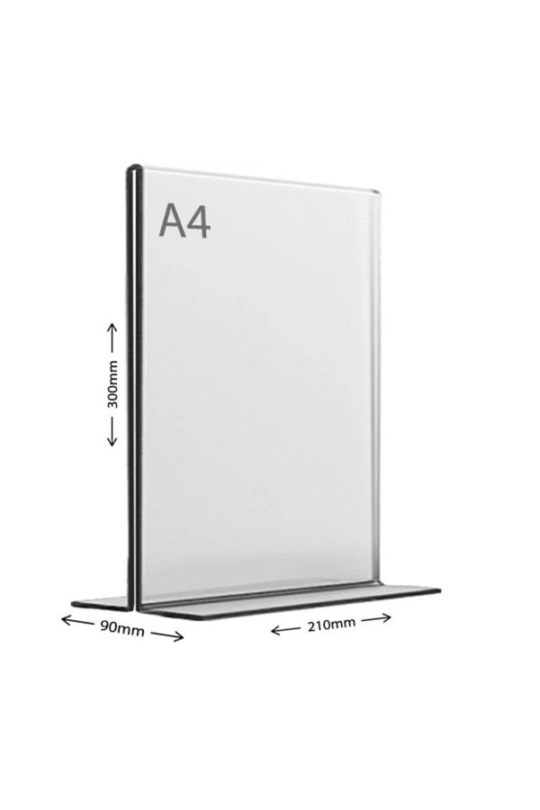 Display Malzeme-Dm A4 T Type Vertical Table Top Transparent Plexi Foiling Price 1