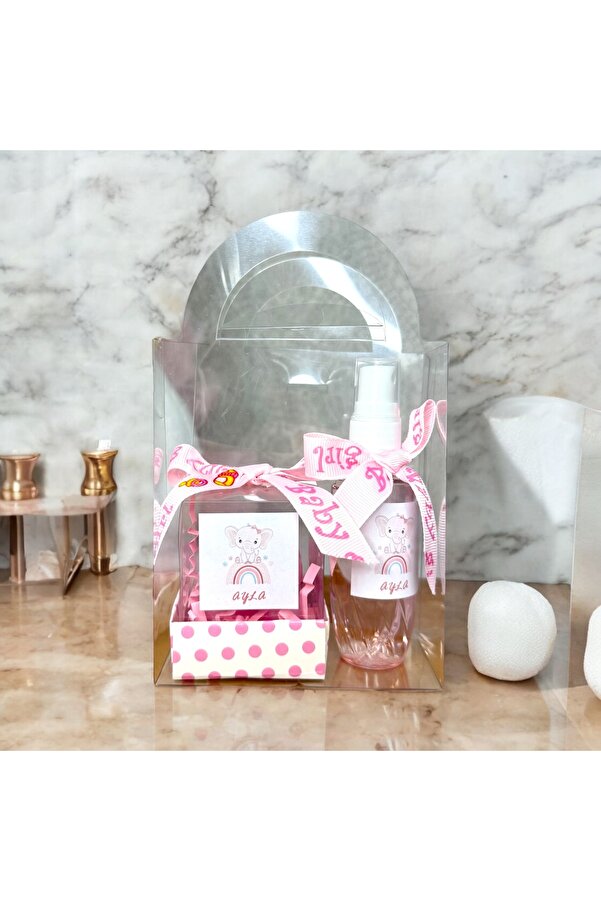 cacagift design Bebek Hediyelik Doğum Ve Doğumgünü 10'lu Çantalı Kolonya Ve Mum Seti