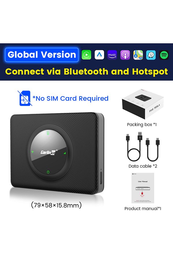 Choice-Global Version CarlinKit T2C CarPlay Android Auto Wireless Adapter for Tesla Model 3 Model Y Model S 1