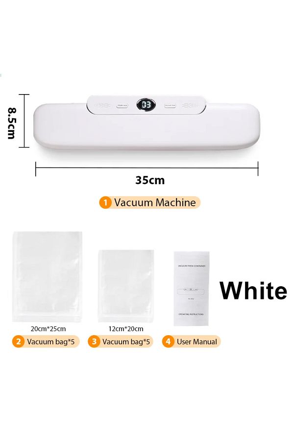 Choice-220V-EU WHITE Vacuum Sealer Packaging Machine Food Vacuum Sealer With Free 10pcs Vacuum bags Househo 1