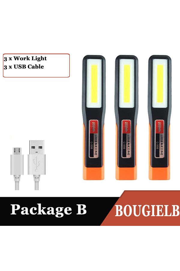 Choice-3 قطع من مصابيح العمل LED القوية COB لمرآب السيارات ومصباح ميكانيكي USB قابل لإعادة الشحن ومصباح مغناطيسي 1