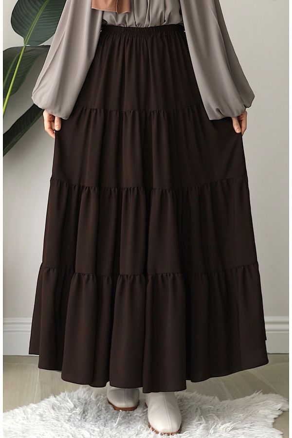 suhneva-Frilly Skirt Dark Brown 1