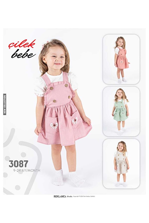 çilek bebe Sole Fiyonklu Çocuk Takım Ay