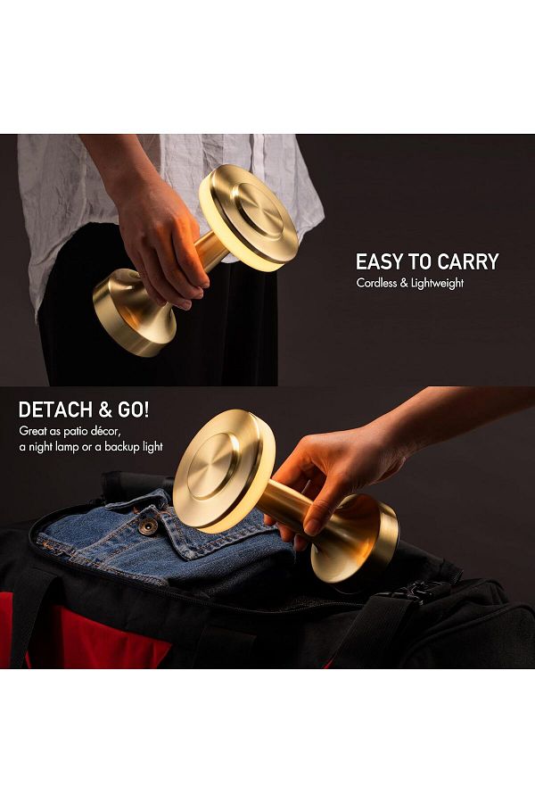 COOYA-Portable LED Table Lamp,With Touch Sensor,3-Levels Brightness,21cm,Rechargeable Battery,Gold 1