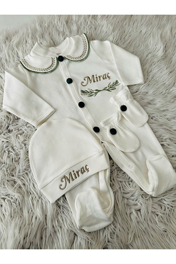 BEYCEY TASARIM Hastane Çıkış Seti Nakisli Tulum Set Isimli Kişiye Özel Tasarım