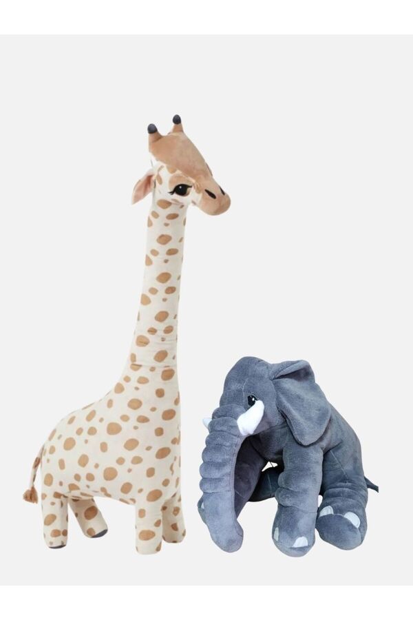 GRAN TOYS Oyun Arkadaşım Peluş Zürafa 100cm & Uyku Arkadaşım Fil