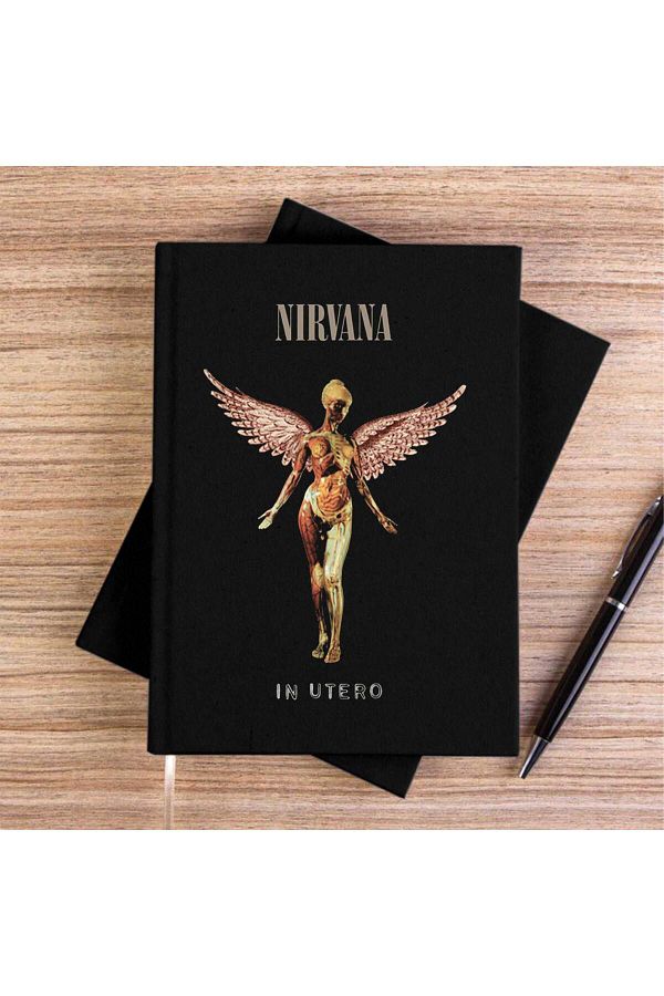 Z zepplin-Nirvana in Utero Black Canvas Notebook 1