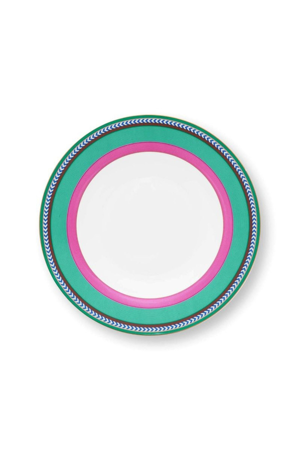 Pip Studio-Farfurie adâncă din porțelan, Pip Studio, 23.5cm, Stripes Pink-Green, colecția Pip Chique 1