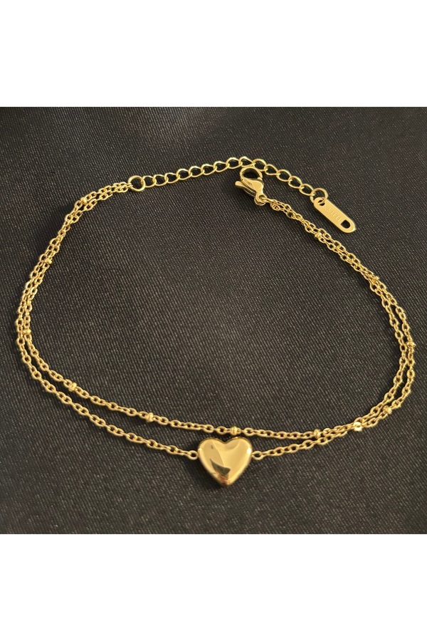 Zeyn-Gold Steel Anklet with Heart 1