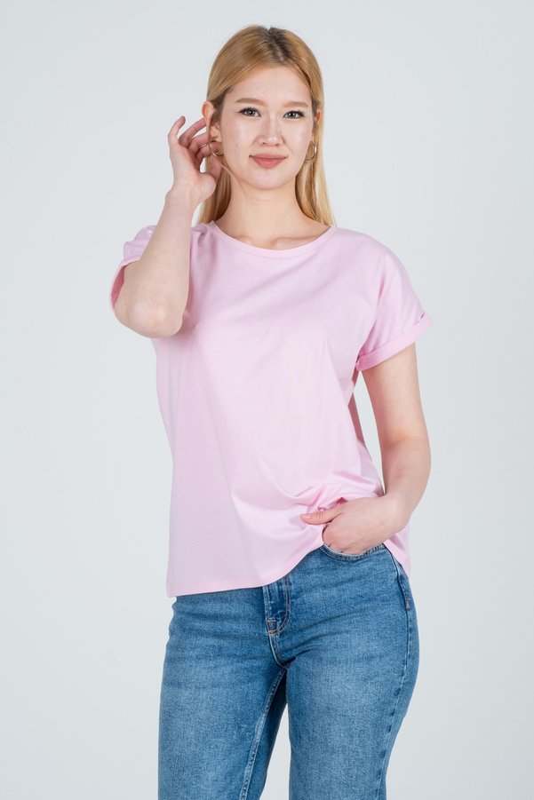 Kyron 100% Cotton Striped Low Sleeve Double Women's T-shirt - Navy Blue