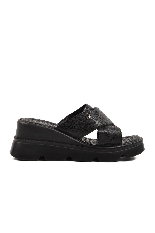 Pierre Cardin-Black High Sole Women's Slippers Pc-7535 Z 1
