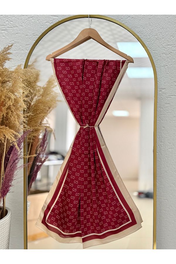 Ebrar Store-Rosalia Brand Voile Shawl Burgundy Model 1
