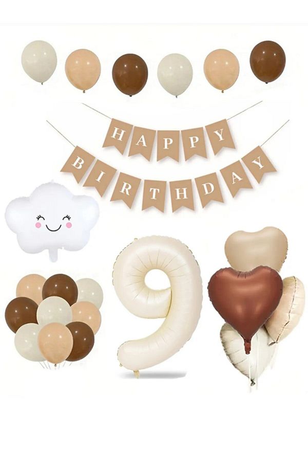 ALYA-Party Heart-Number-Cloud Foil Balloon Set of 3 Birthday 1