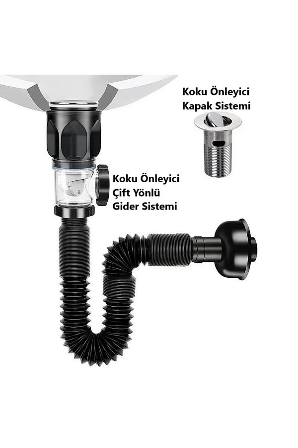 DUHALINE-Anti-Odor New Generation Bellows Sink Siphon under Sink Hose Bidirectional Drain Pipe Sink Bottom Set 1