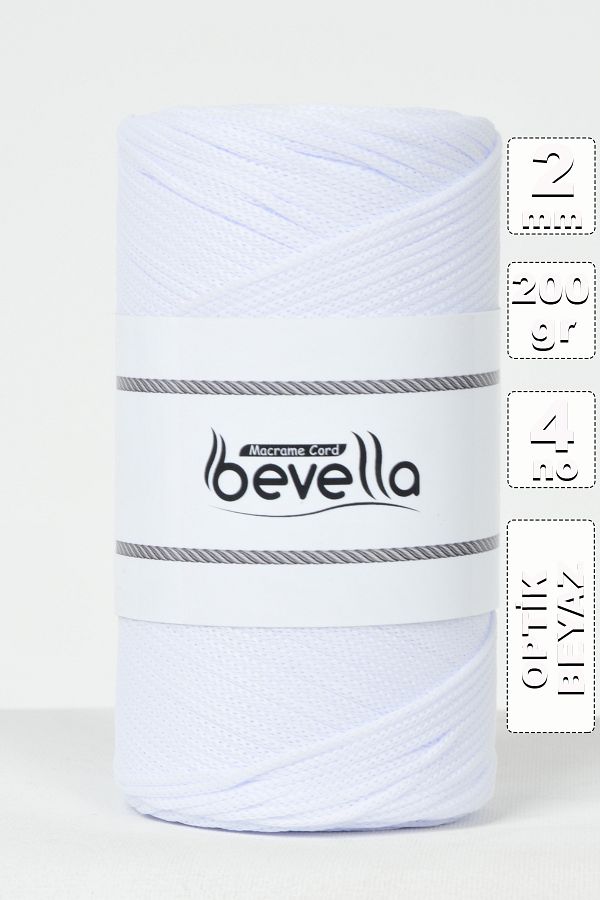 Bevella Macrame Cord-2 mm - 200 gr Πολυεστέρας Λευκός Πολυεστέρας Νήματα Σπηλιών και Νήματα Τσάντας 1
