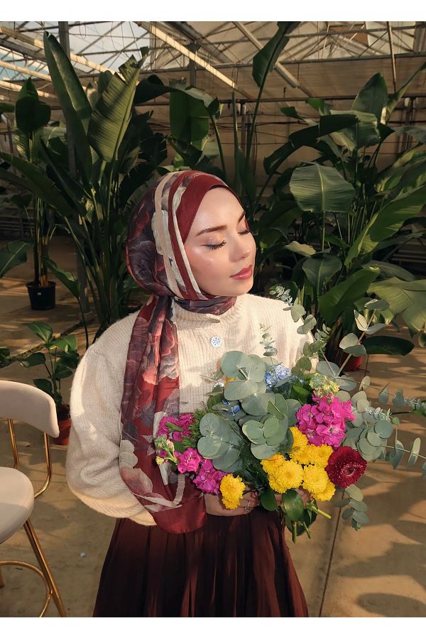 Modakaşmir-Rose Pattern Bamboo Shawl 1