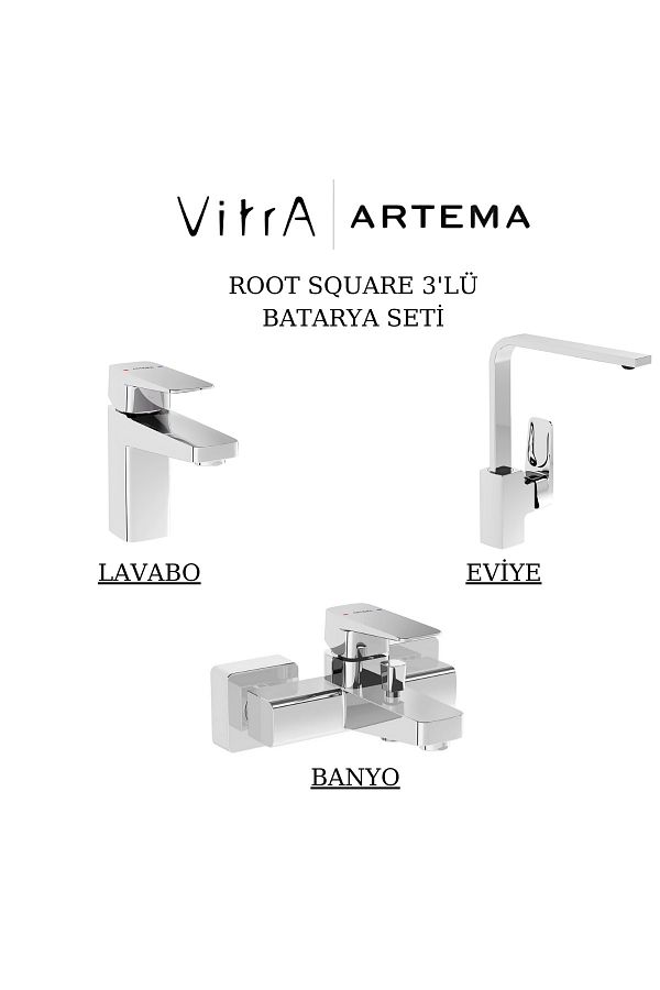 Artema-Root Square Batarya Set 3-Piece Bathroom-Washbasin-Sink 1