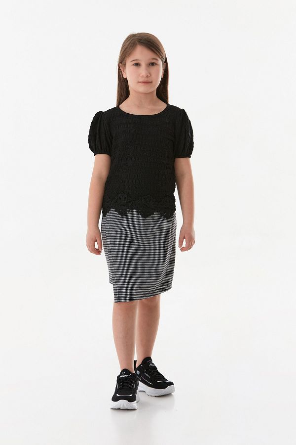 Fulla Moda-Fusta scurtă pentru fete cu model picior de găină 1