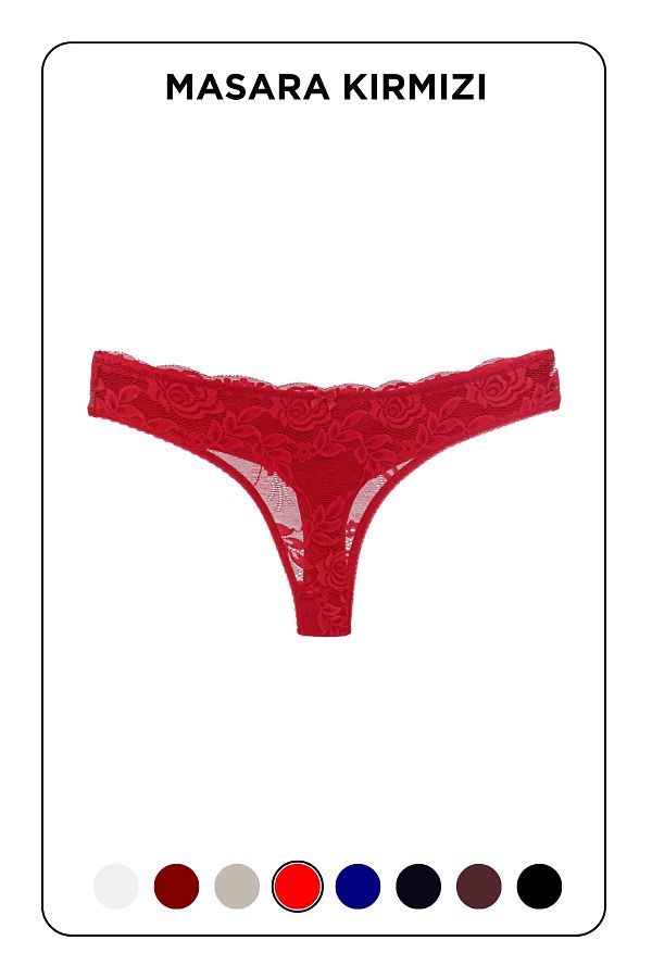 MİSTİRİK-Masara Model Ruched Soft Fabric String Thong Red Color 1
