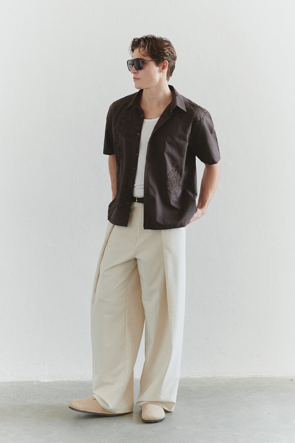 Trendyol Collection-Limited Edition Brown Regular Fit Embroidery Shirt Tmnss25Go00039 1