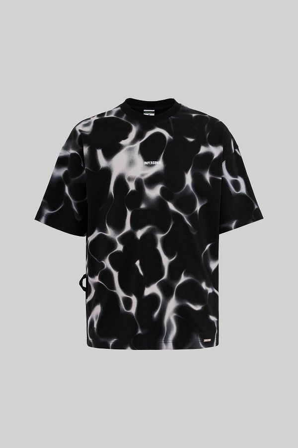 Machinist-Men's All over Abstract Pattern Printed Oversize Black T-Shirt 1