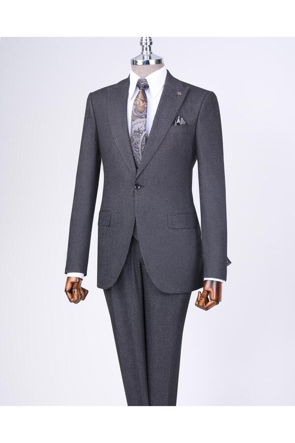TerziAdemAltun Italian style slim fit jacket vest pants suit black T10339